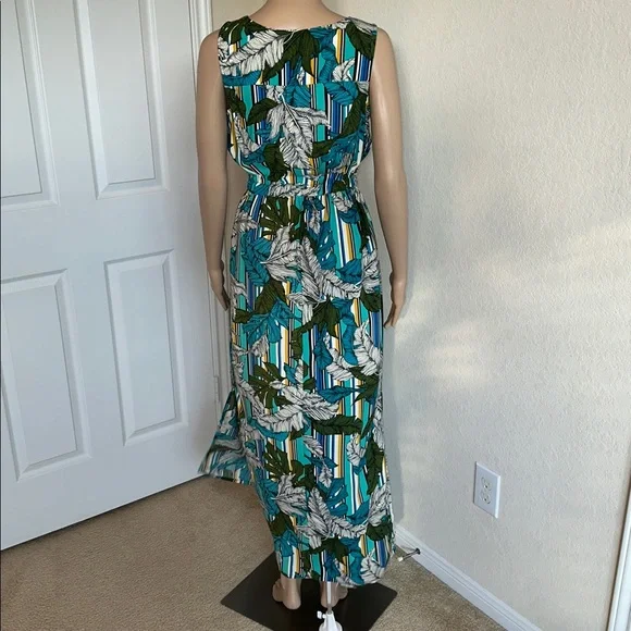 NWT Apt. 9 Striped Floral Maxi Dress - Green and Blue Size Small - Picture 2 of 15